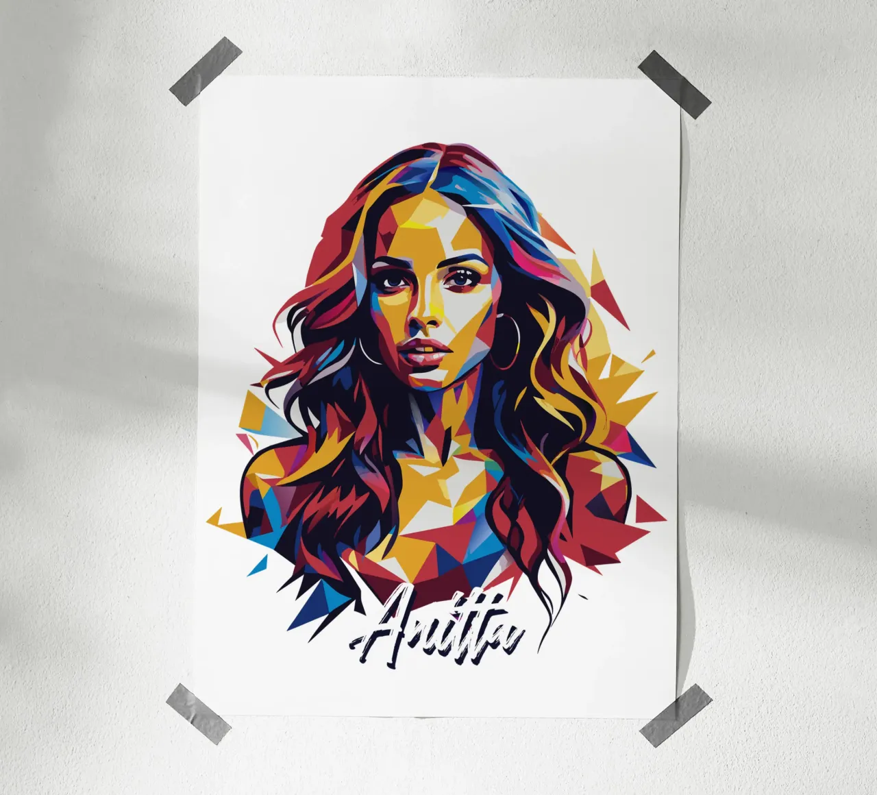 Anitta Portrait in WPAP Pop Art carta hahnemühle da vectorartnesia