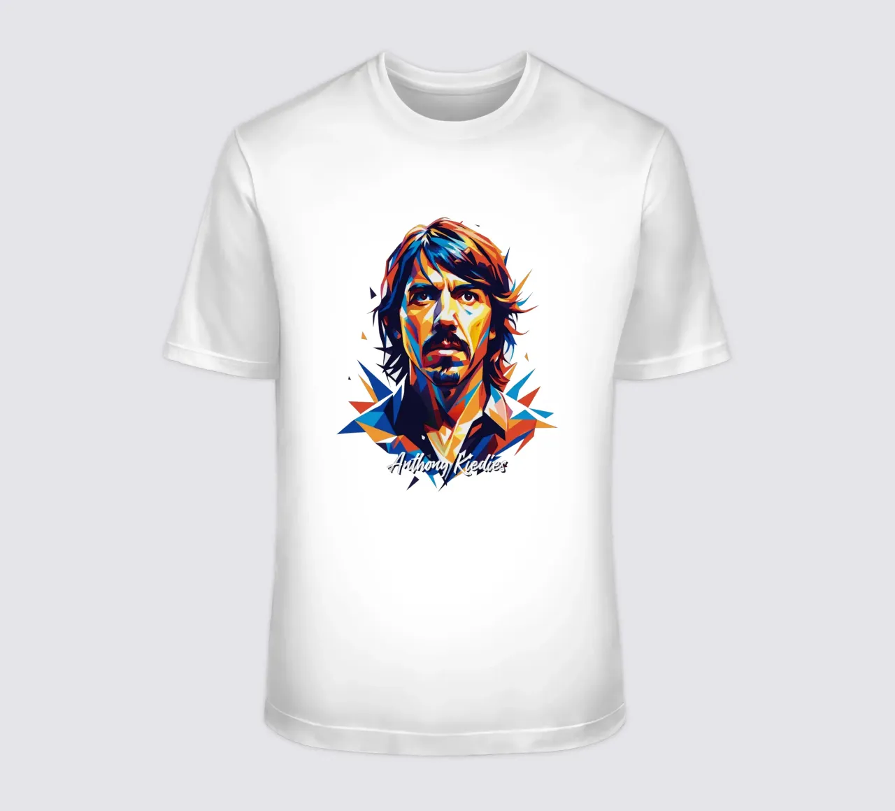 Anthony Kiedies portrait in WPAP Pop Art t-shirt da vectorartnesia