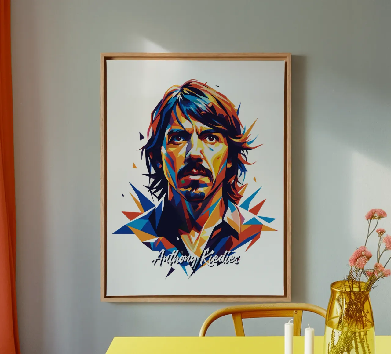 Anthony Kiedies portrait in WPAP Pop Art tela con Cornice a cassetta da vectorartnesia