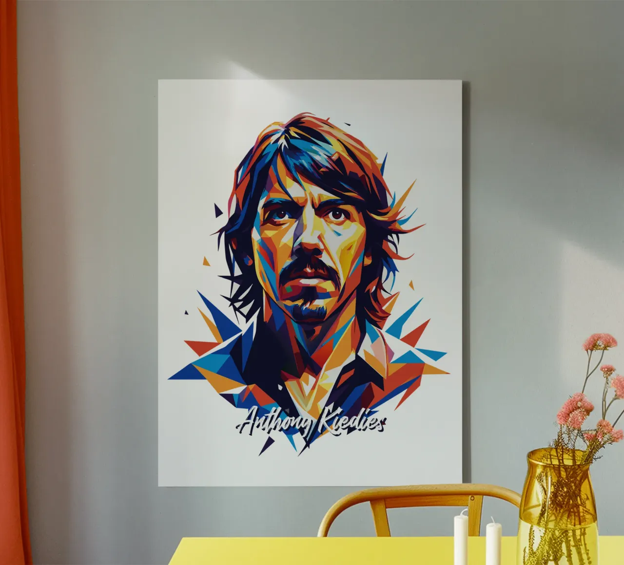 Anthony Kiedies portrait in WPAP Pop Art tela con Cornice a cassetta da vectorartnesia
