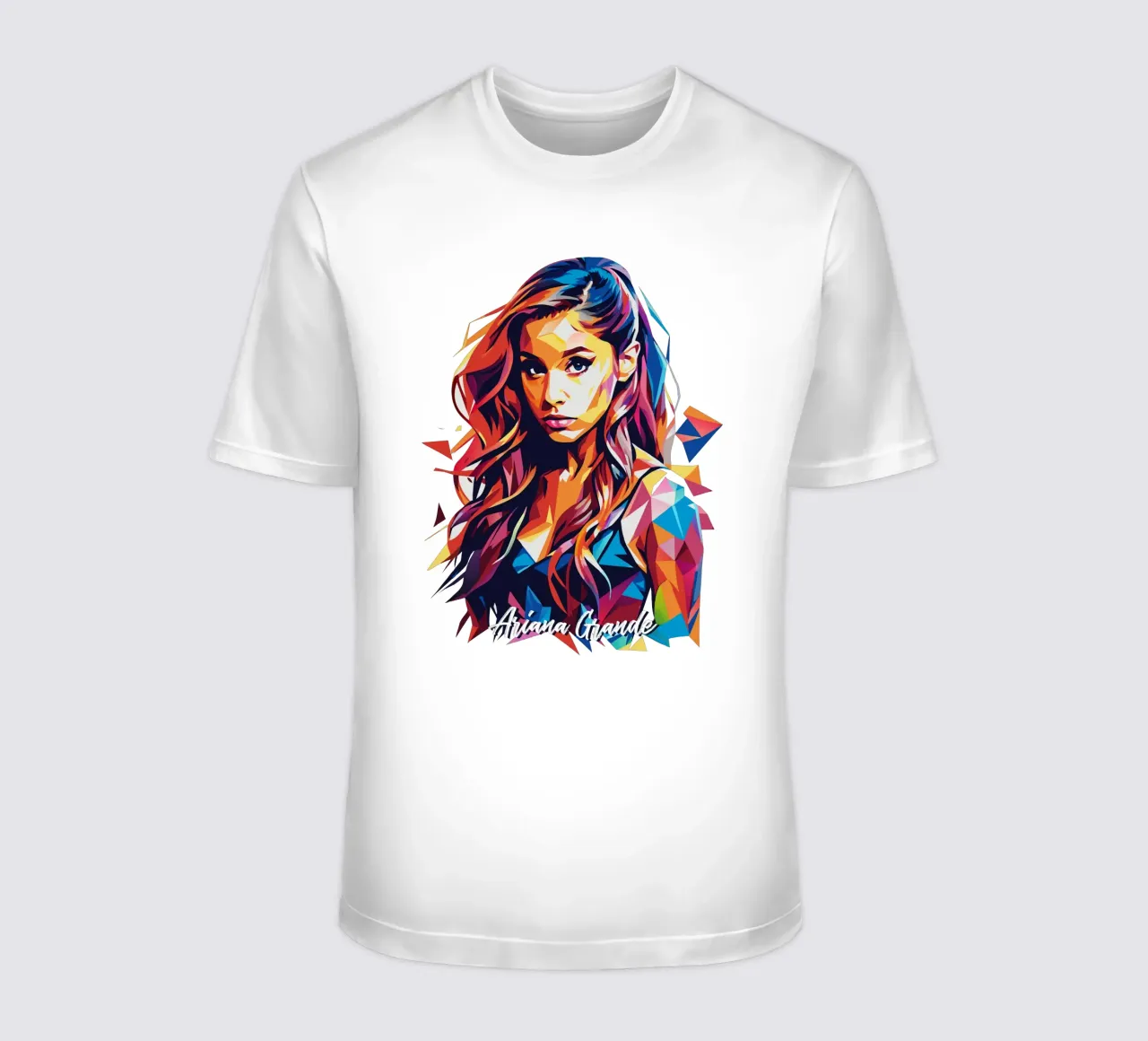 Ariana Grande Portrait in WPAP Pop Art t-shirt da vectorartnesia