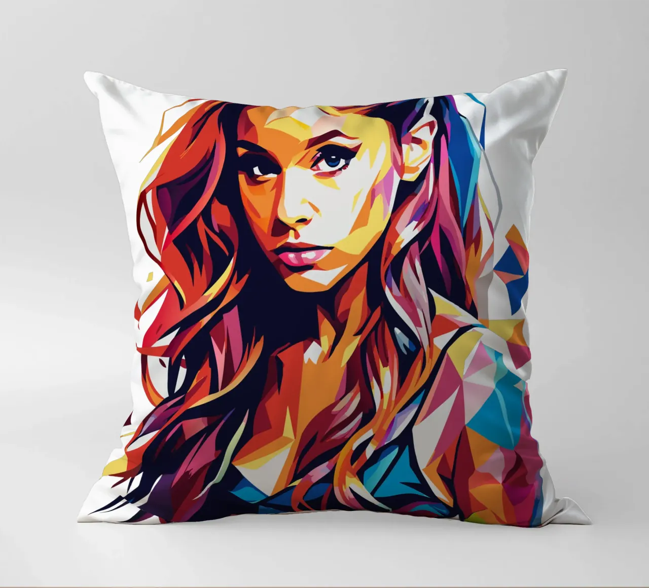 Ariana Grande Portrait in WPAP Pop Art cuscino da vectorartnesia