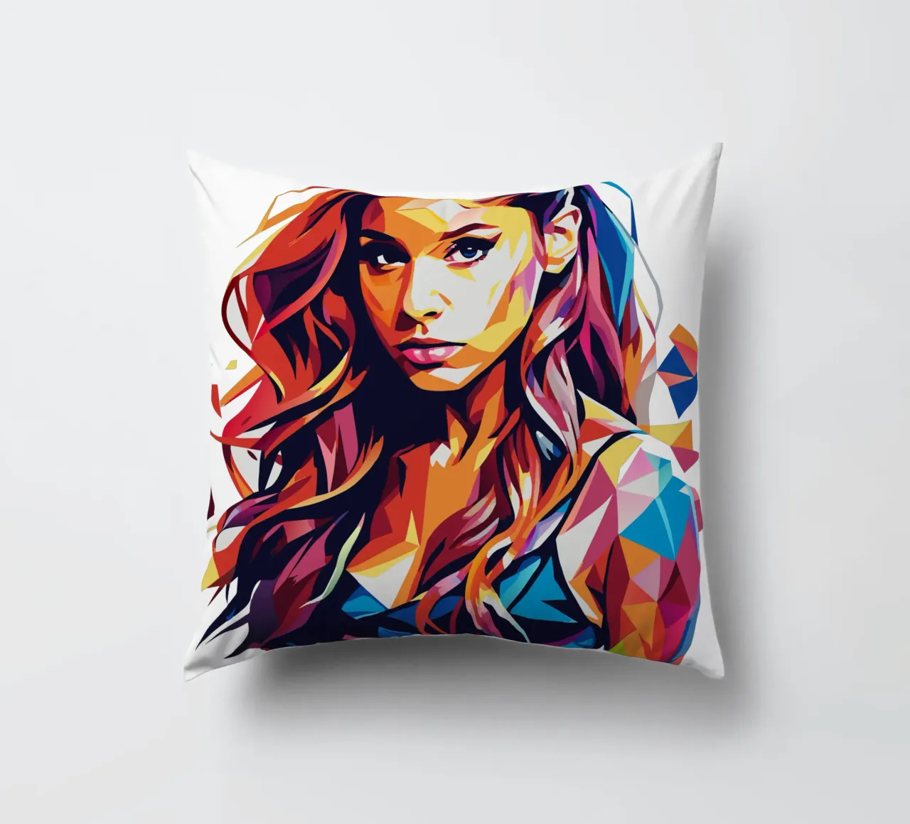 Ariana Grande Portrait in WPAP Pop Art cuscino da vectorartnesia