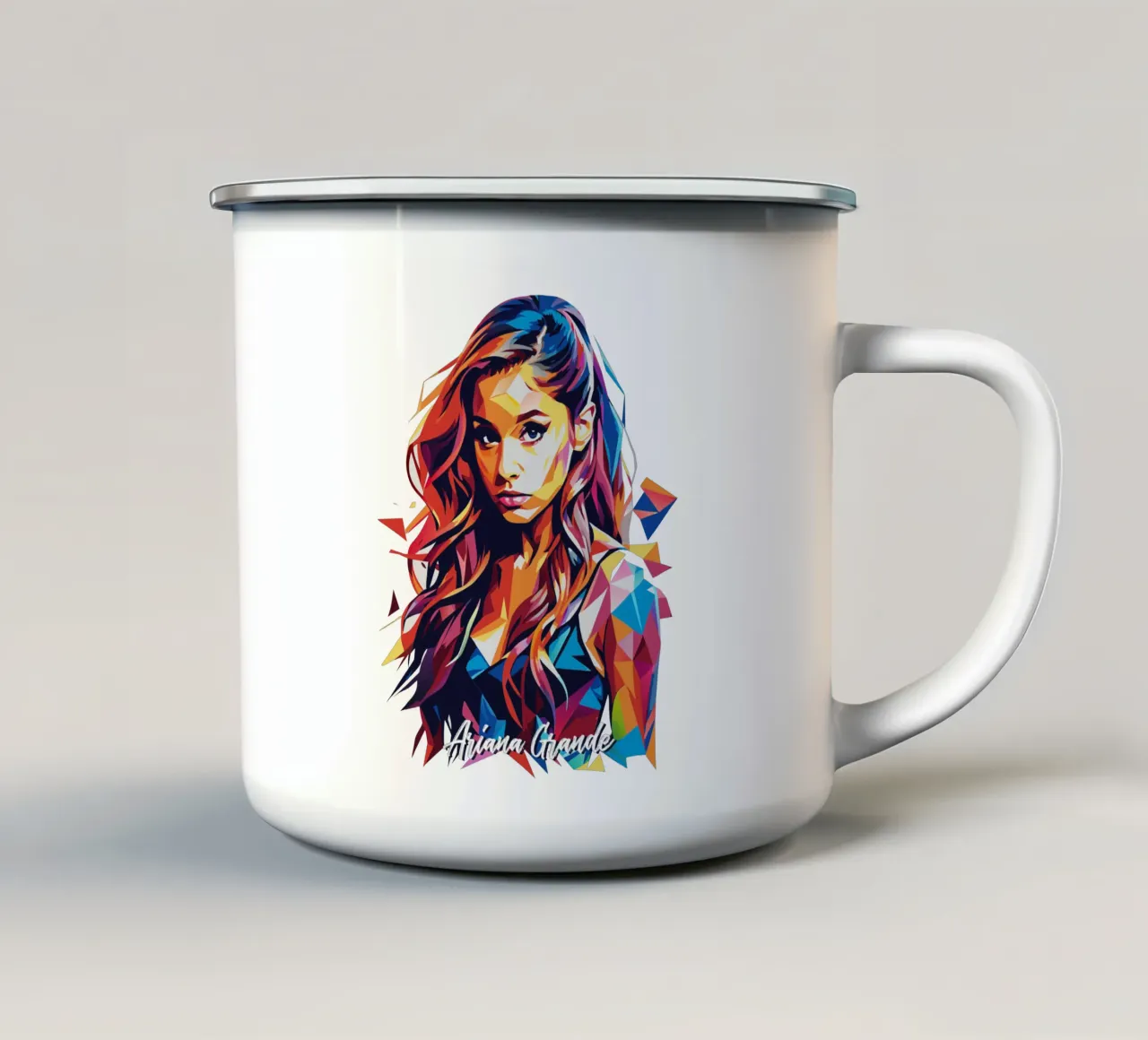 Ariana Grande Portrait in WPAP Pop Art tazza in smalto da vectorartnesia