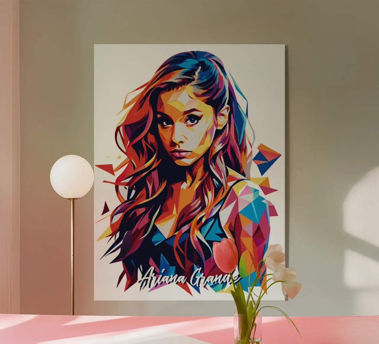 Ariana Grande Portrait in WPAP Pop Art plexiglass da vectorartnesia