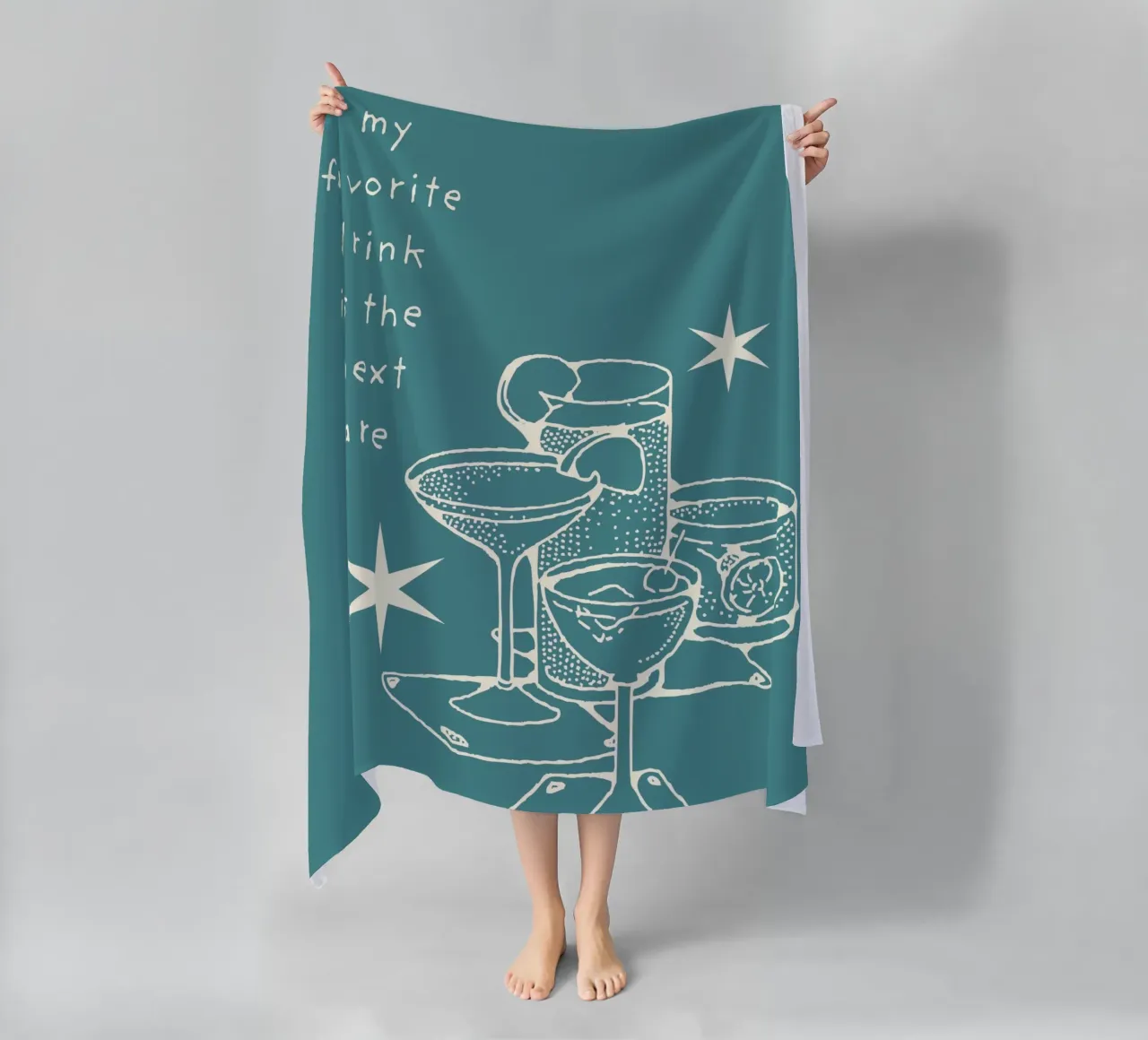 my favorite drink is the next are beach towel by LisaArtes