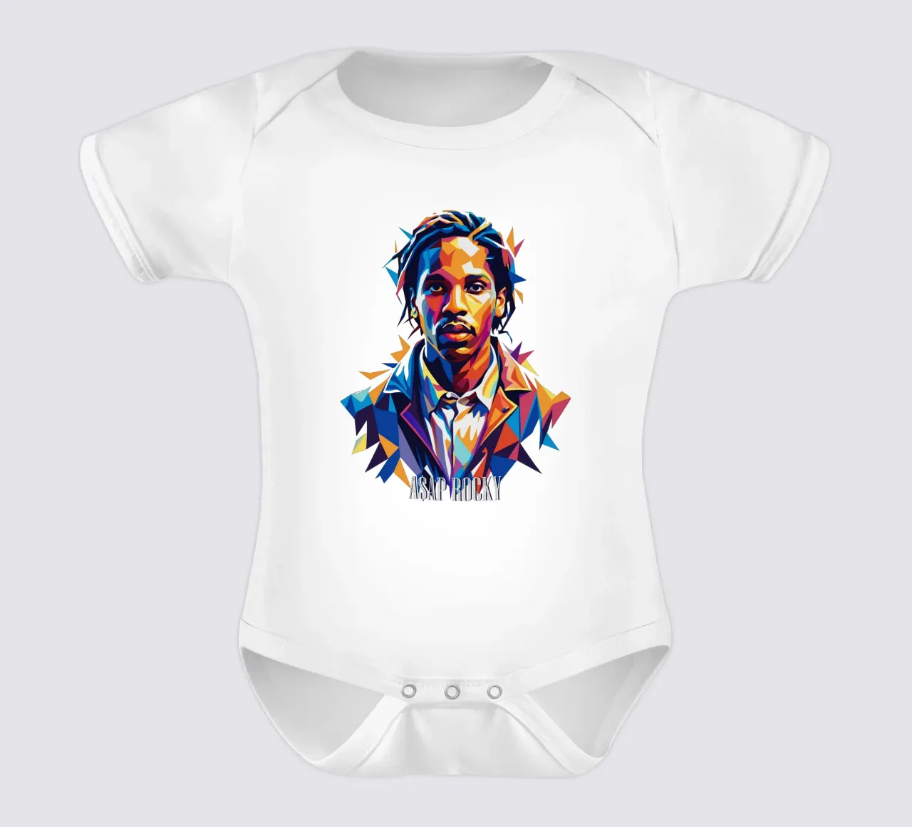 Asap Rocky Portrait in WPAP body neonato maniche corte da vectorartnesia