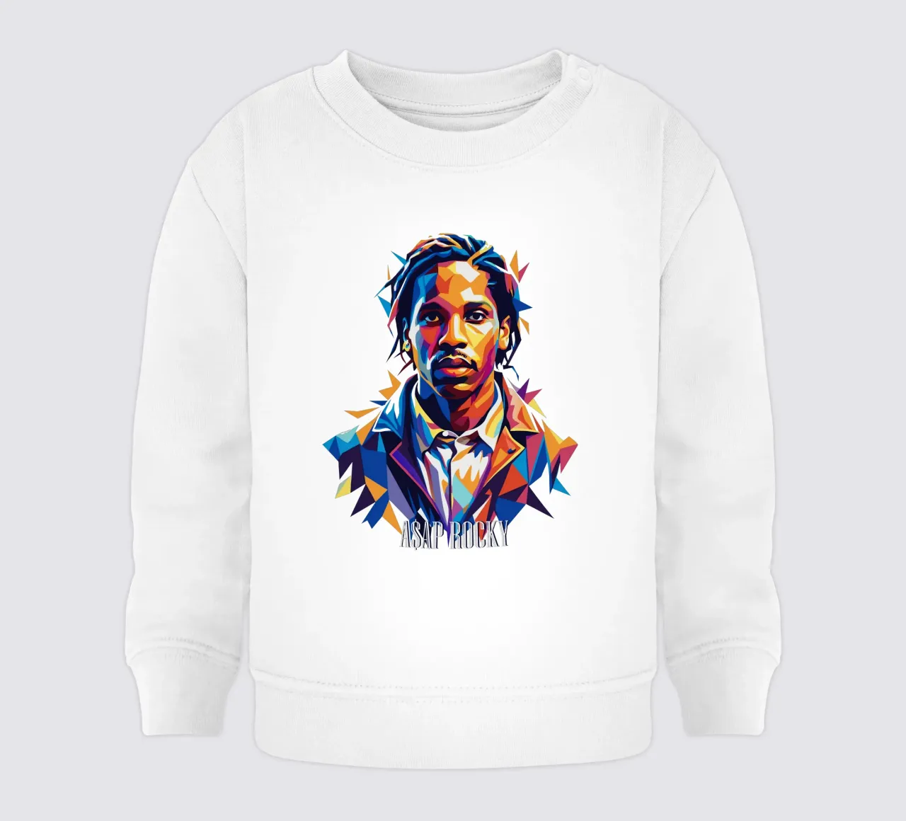 Asap Rocky Portrait in WPAP Baby Sweatshirt von vectorartnesia