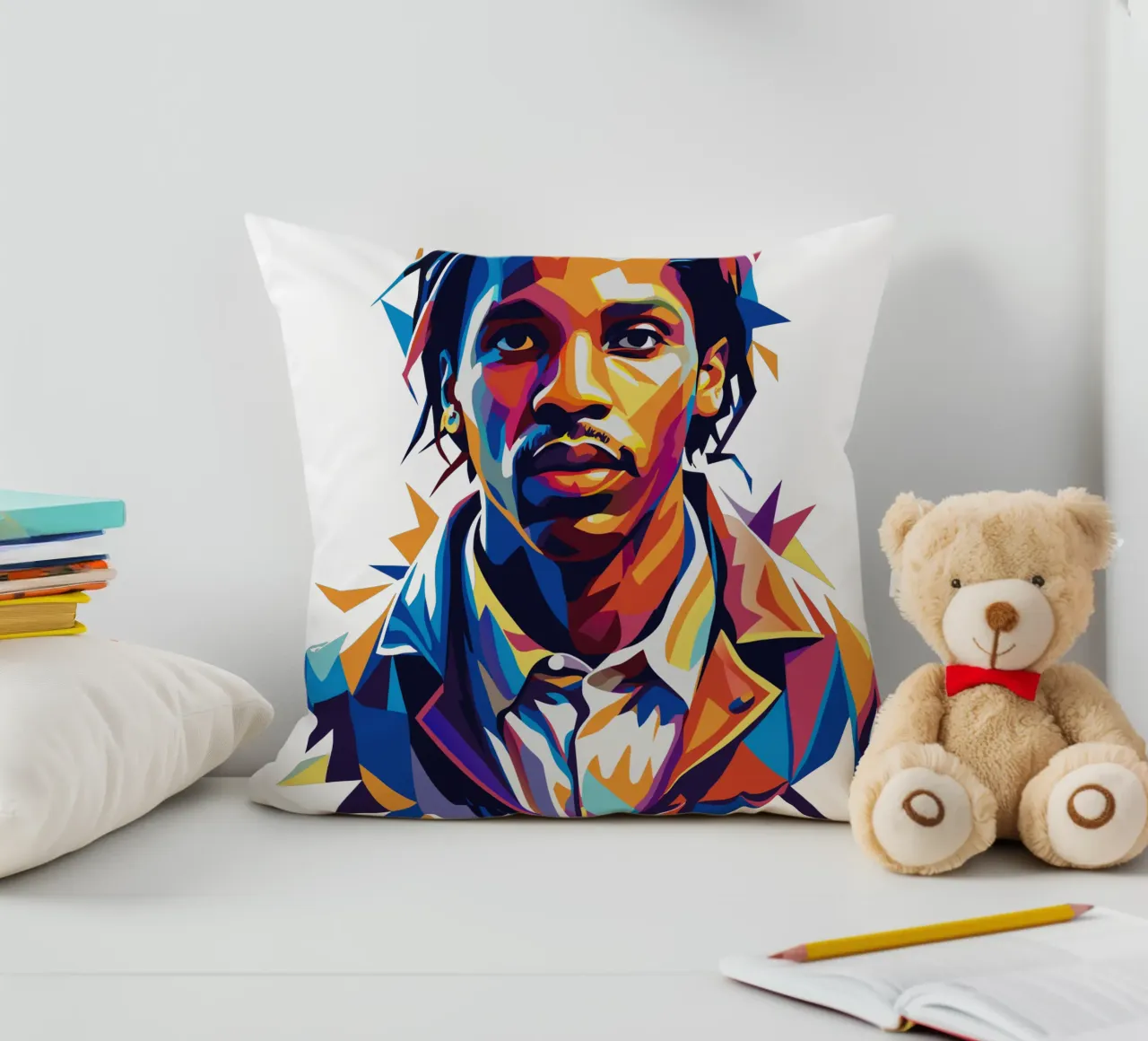 Asap Rocky Portrait in WPAP cuscino da vectorartnesia