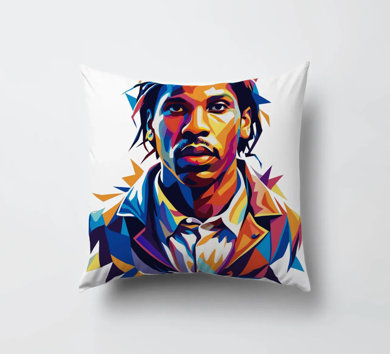 Asap Rocky Portrait in WPAP cuscino da vectorartnesia