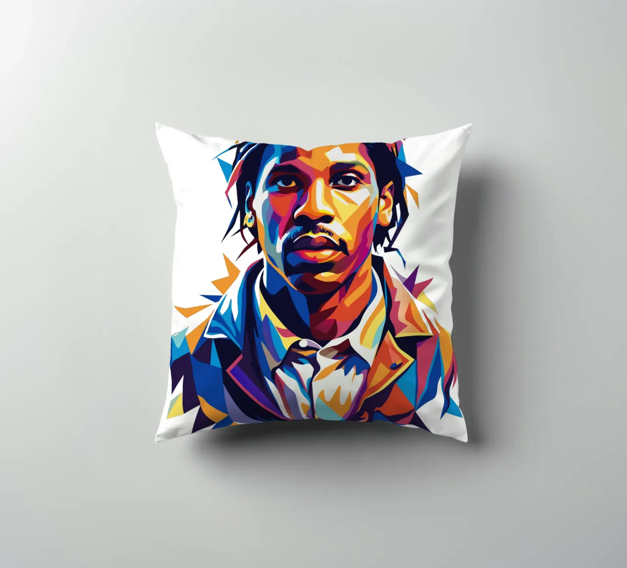 Asap Rocky Portrait in WPAP cuscino da vectorartnesia