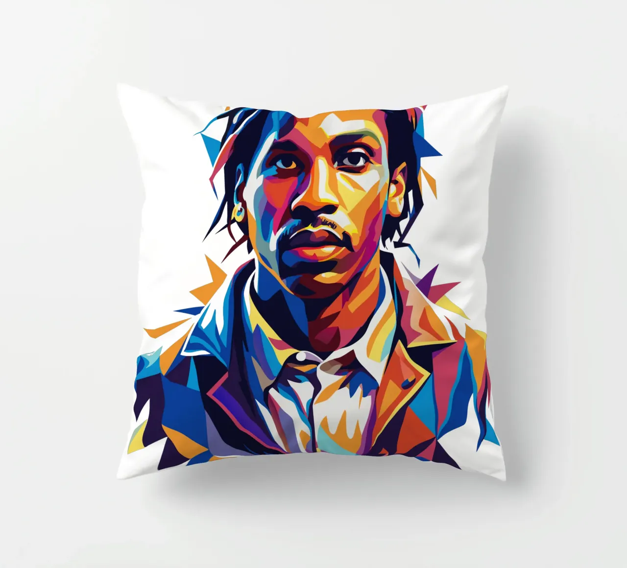 Asap Rocky Portrait in WPAP cuscino da vectorartnesia