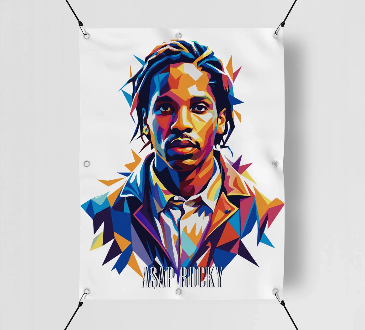 Asap Rocky Portrait in WPAP telo in pvc da vectorartnesia