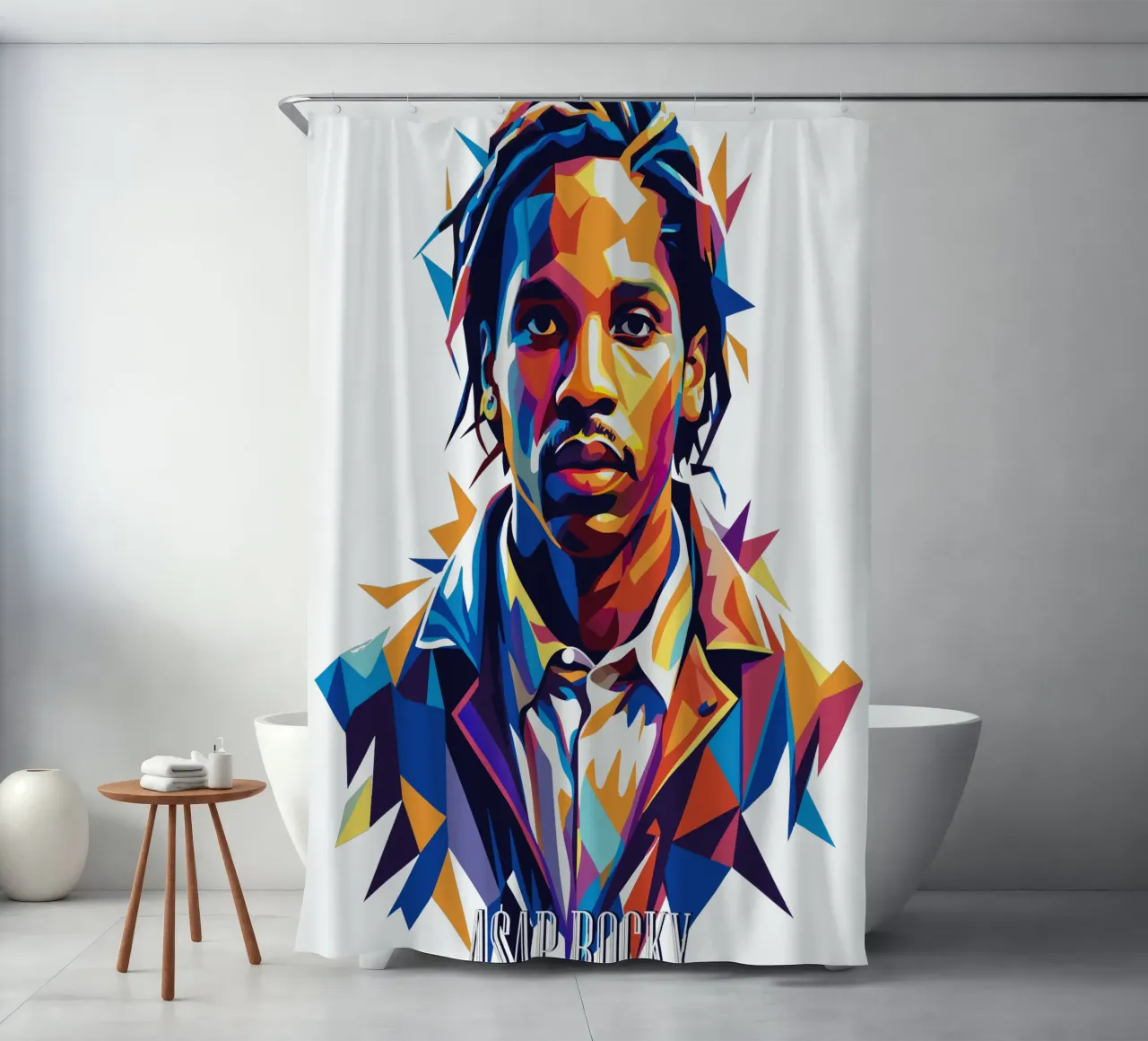 Asap Rocky Portrait in WPAP tenda da doccia da vectorartnesia