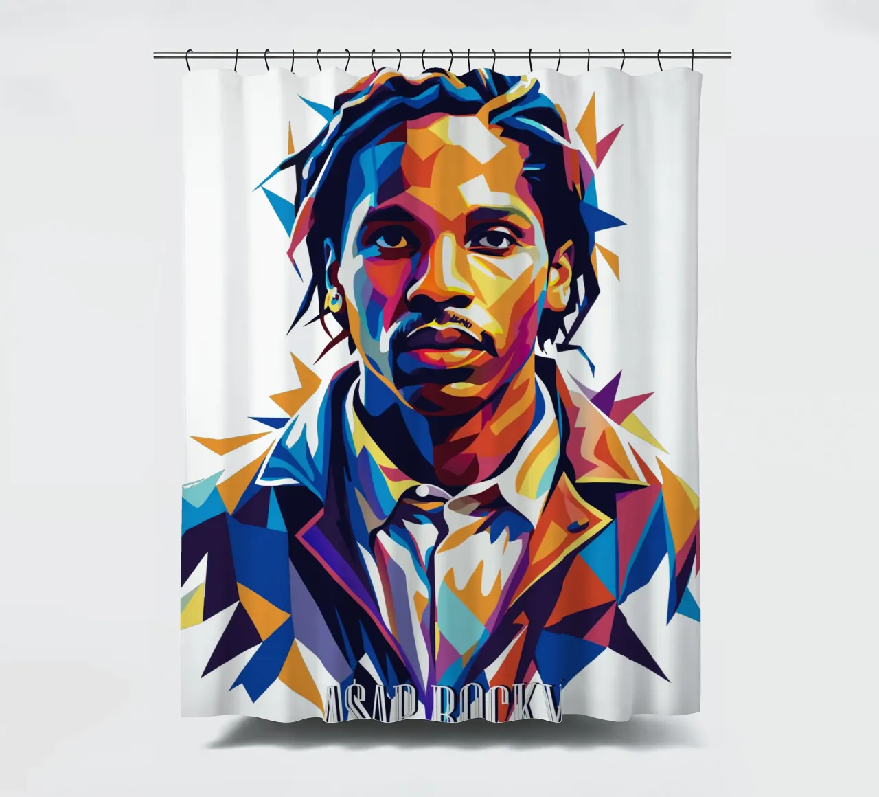 Asap Rocky Portrait in WPAP tenda da doccia da vectorartnesia