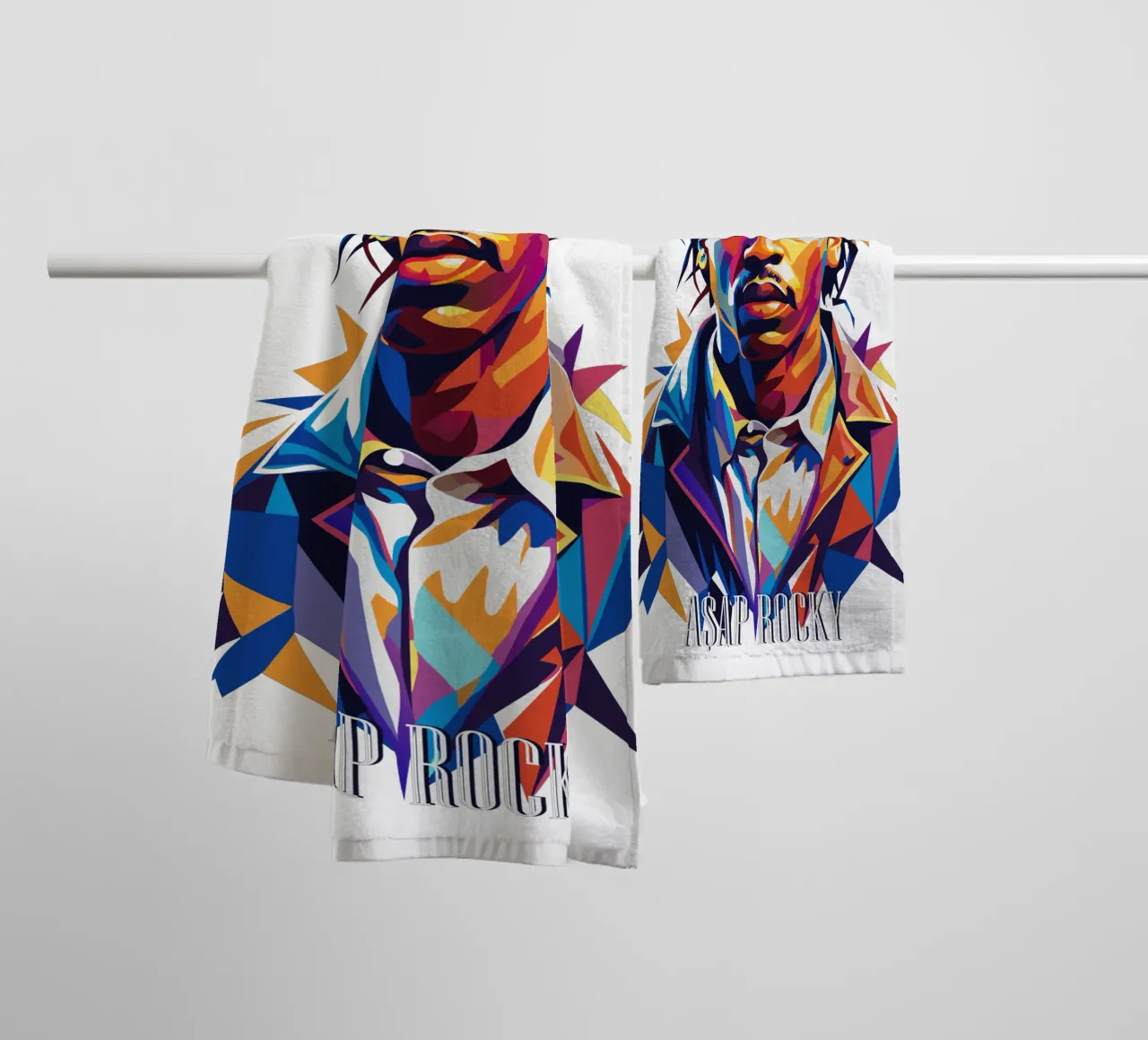 Asap Rocky Portrait in WPAP asciugamano da bagno da vectorartnesia