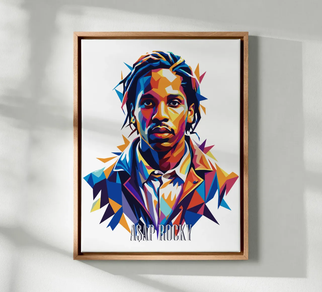 Asap Rocky Portrait in WPAP tela con Cornice a cassetta da vectorartnesia
