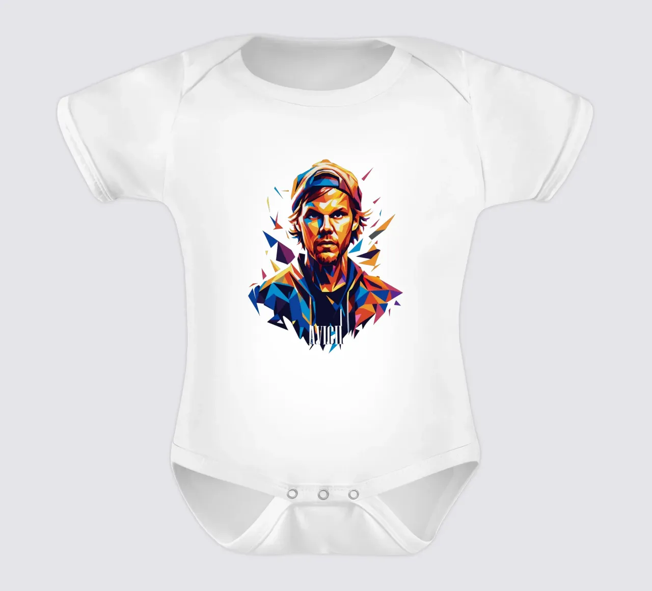 Avicii Portrait in WPAP Pop Art body neonato maniche corte da vectorartnesia