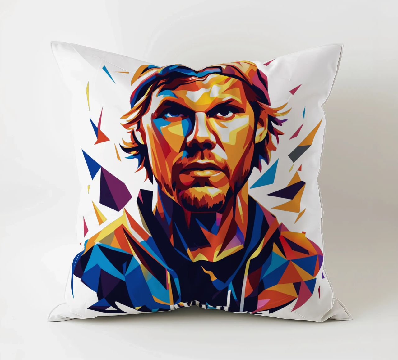 Avicii Portrait in WPAP Pop Art cojín de vectorartnesia