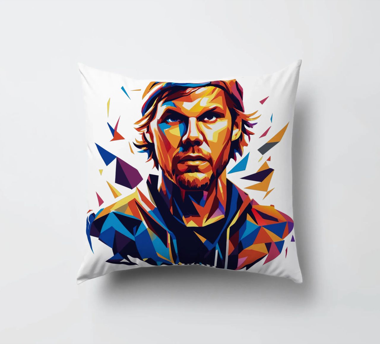 Avicii Portrait in WPAP Pop Art cojín de vectorartnesia