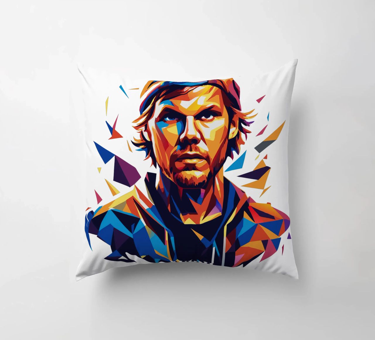Avicii Portrait in WPAP Pop Art cojín de vectorartnesia