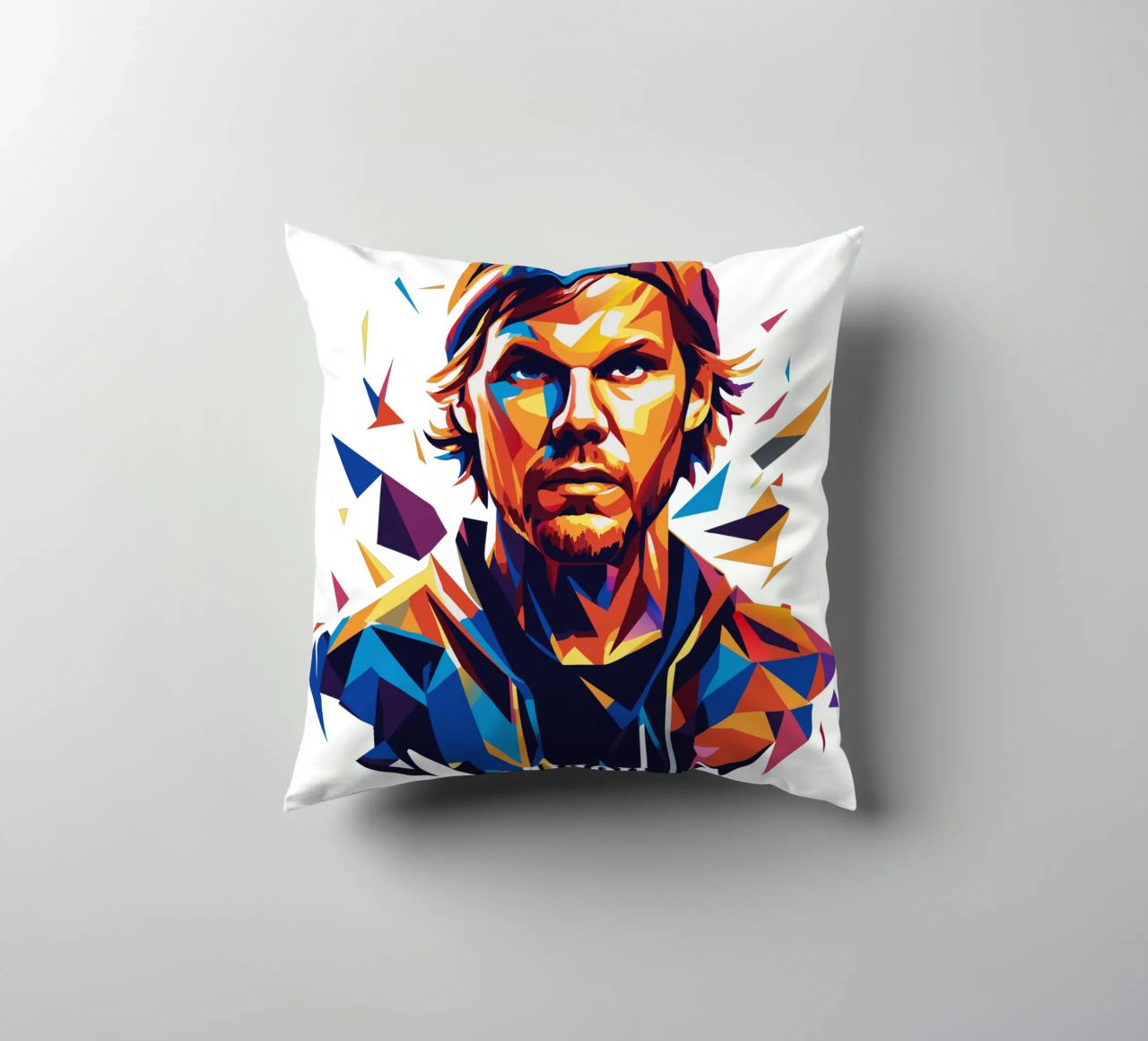Avicii Portrait in WPAP Pop Art cojín de vectorartnesia