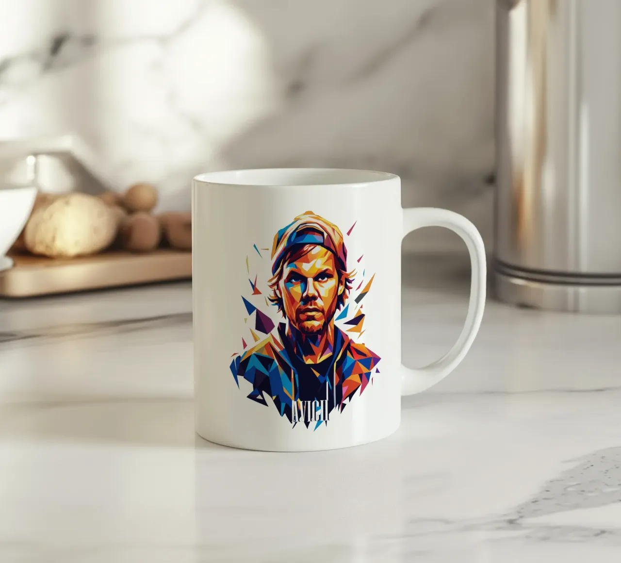 Avicii Portrait in WPAP Pop Art mug en céramique de vectorartnesia