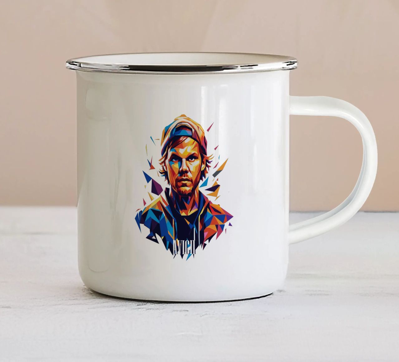 Avicii Portrait in WPAP Pop Art taza de esmalte de vectorartnesia