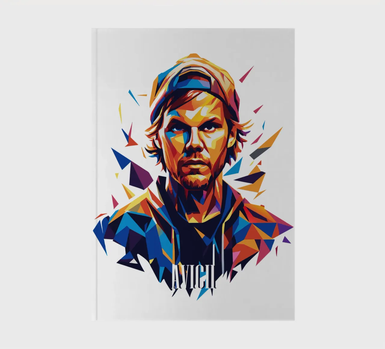Avicii Portrait in WPAP Pop Art notebook by vectorartnesia
