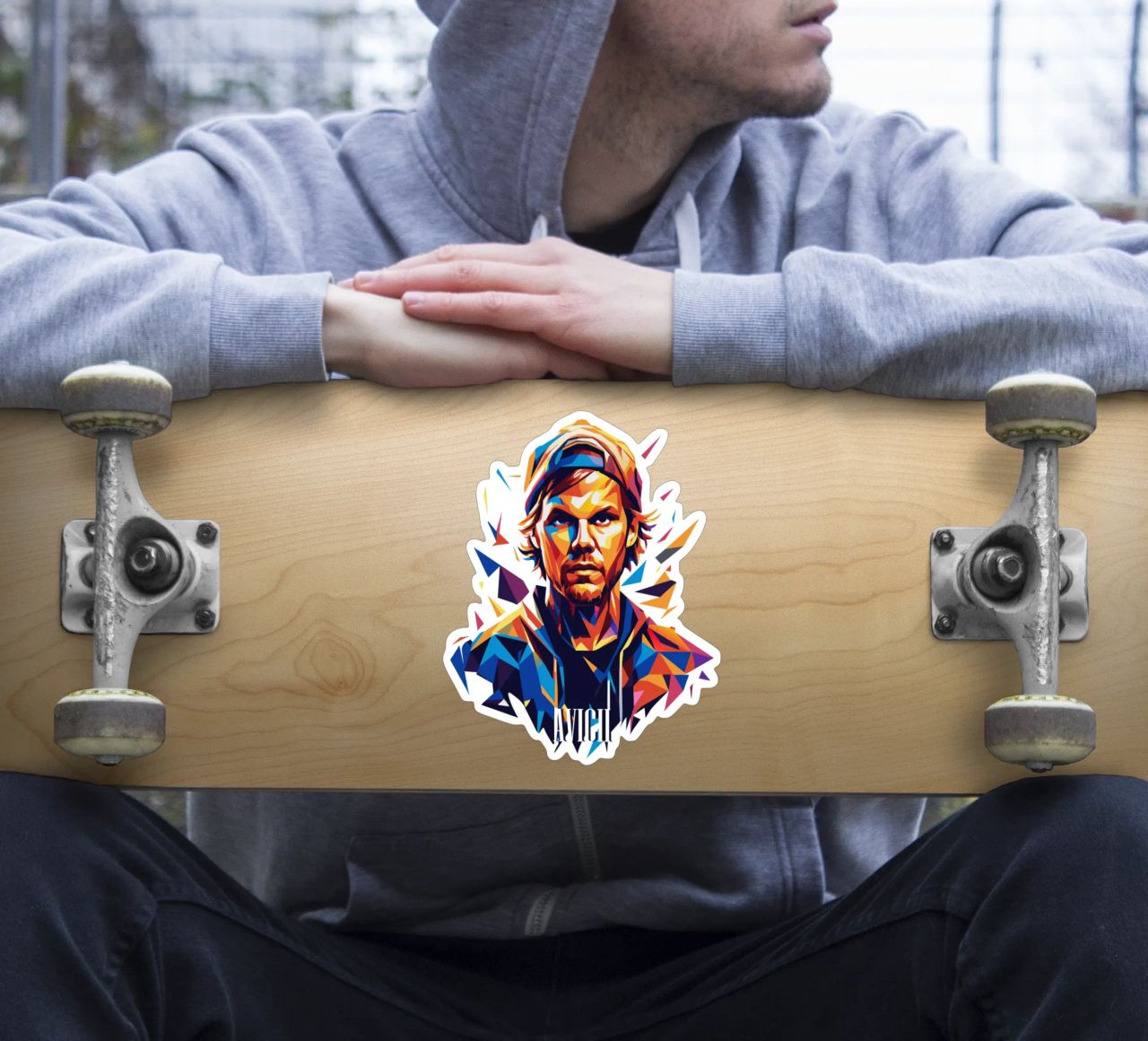 Avicii Portrait in WPAP Pop Art pegatina de vectorartnesia