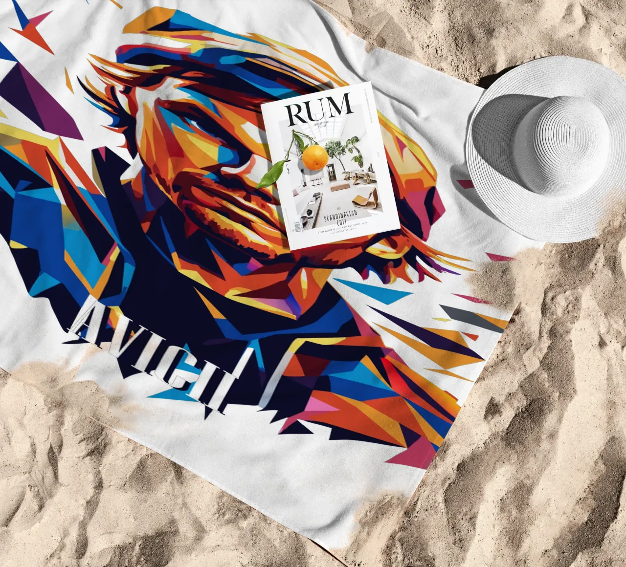 Avicii Portrait in WPAP Pop Art toalla de playa de vectorartnesia