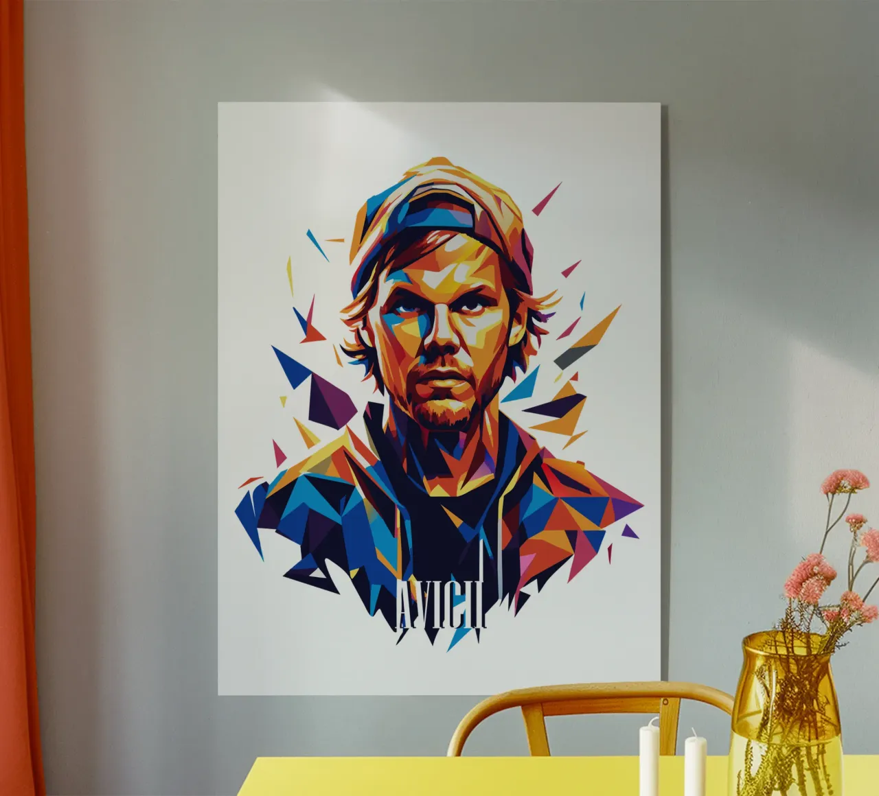 Avicii Portrait in WPAP Pop Art metacrilato de vectorartnesia