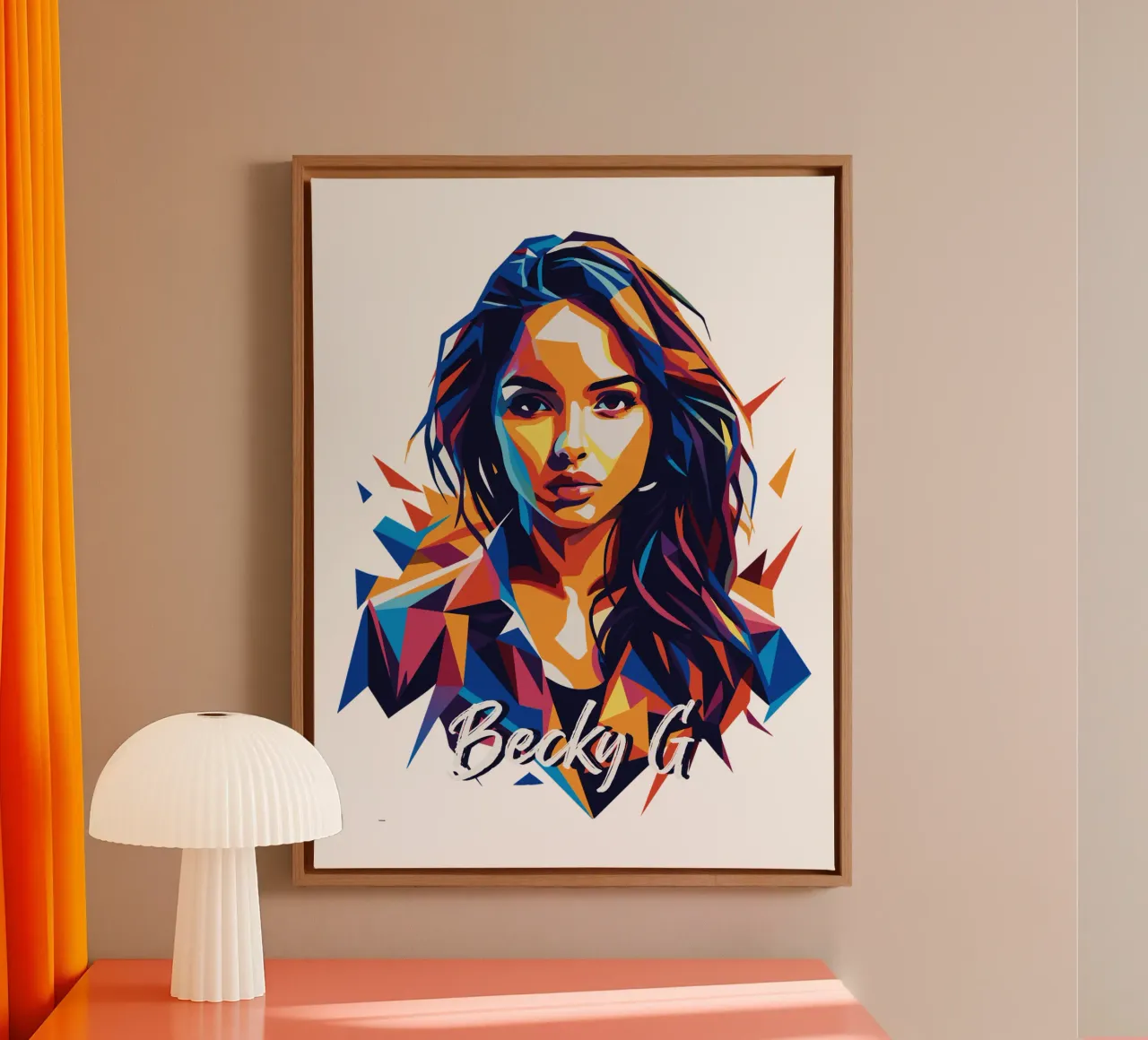 Becky G Portrait in WPAP Pop Art tela con Cornice a cassetta da vectorartnesia