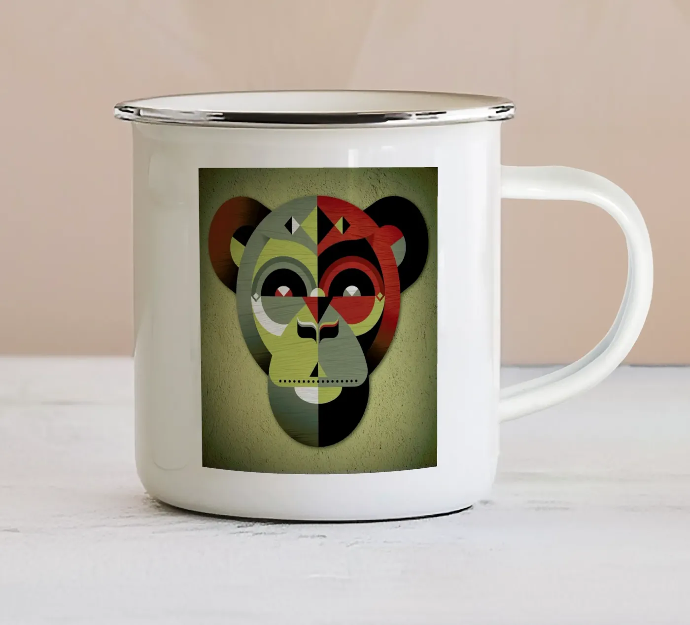 Monkey enamel mug by Oscar Odd Diodoro