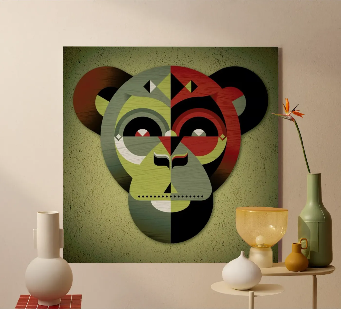 Monkey acryl van Oscar Odd Diodoro