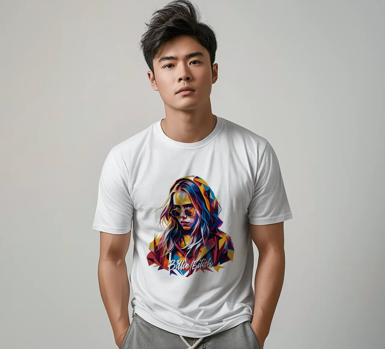 Billie Eilish Portrait in WPAP Pop Art t-shirt da vectorartnesia