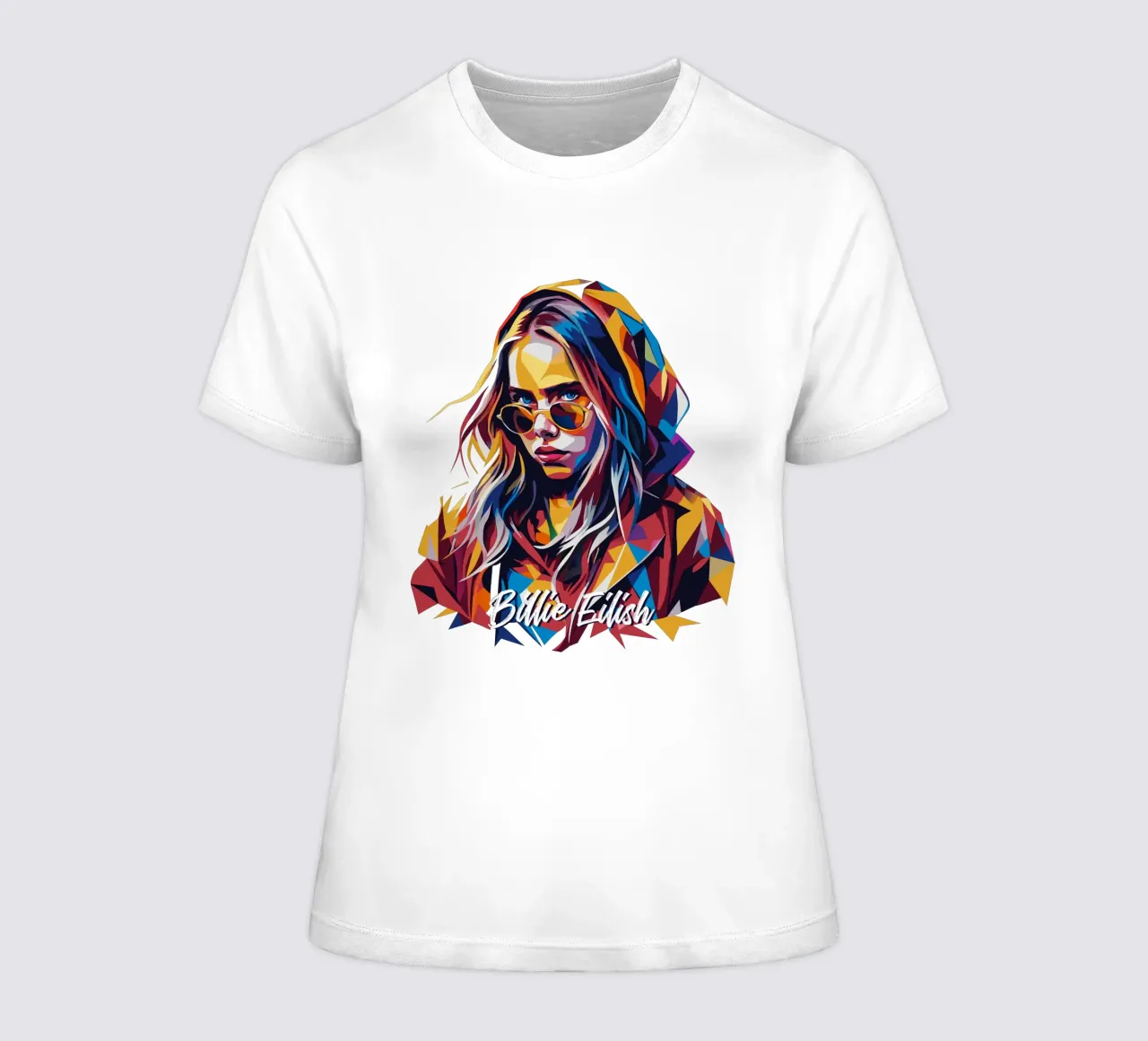 Billie Eilish Portrait in WPAP Pop Art t-shirt da donna da vectorartnesia
