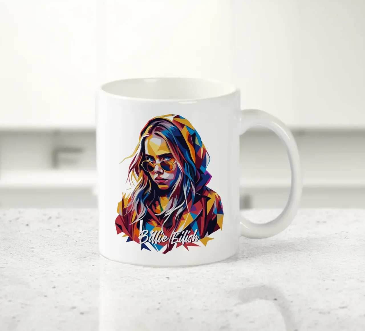 Billie Eilish Portrait in WPAP Pop Art tazza in ceramica da vectorartnesia