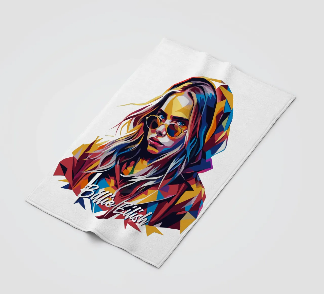Billie Eilish Portrait in WPAP Pop Art coperta in pile da vectorartnesia