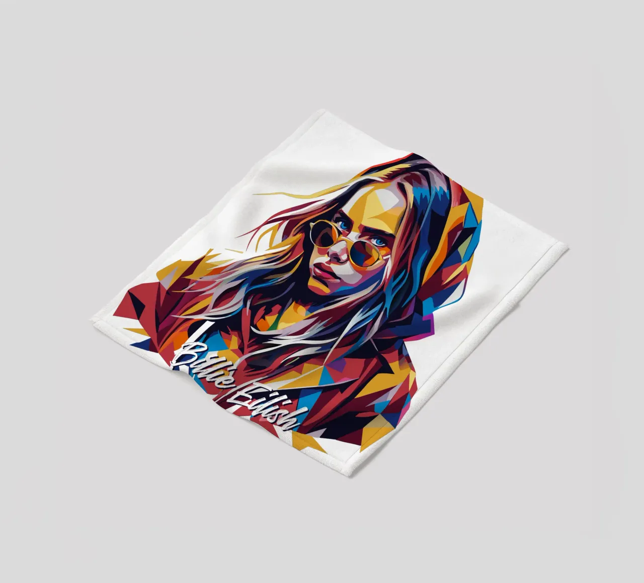 Billie Eilish Portrait in WPAP Pop Art coperta in pile da vectorartnesia
