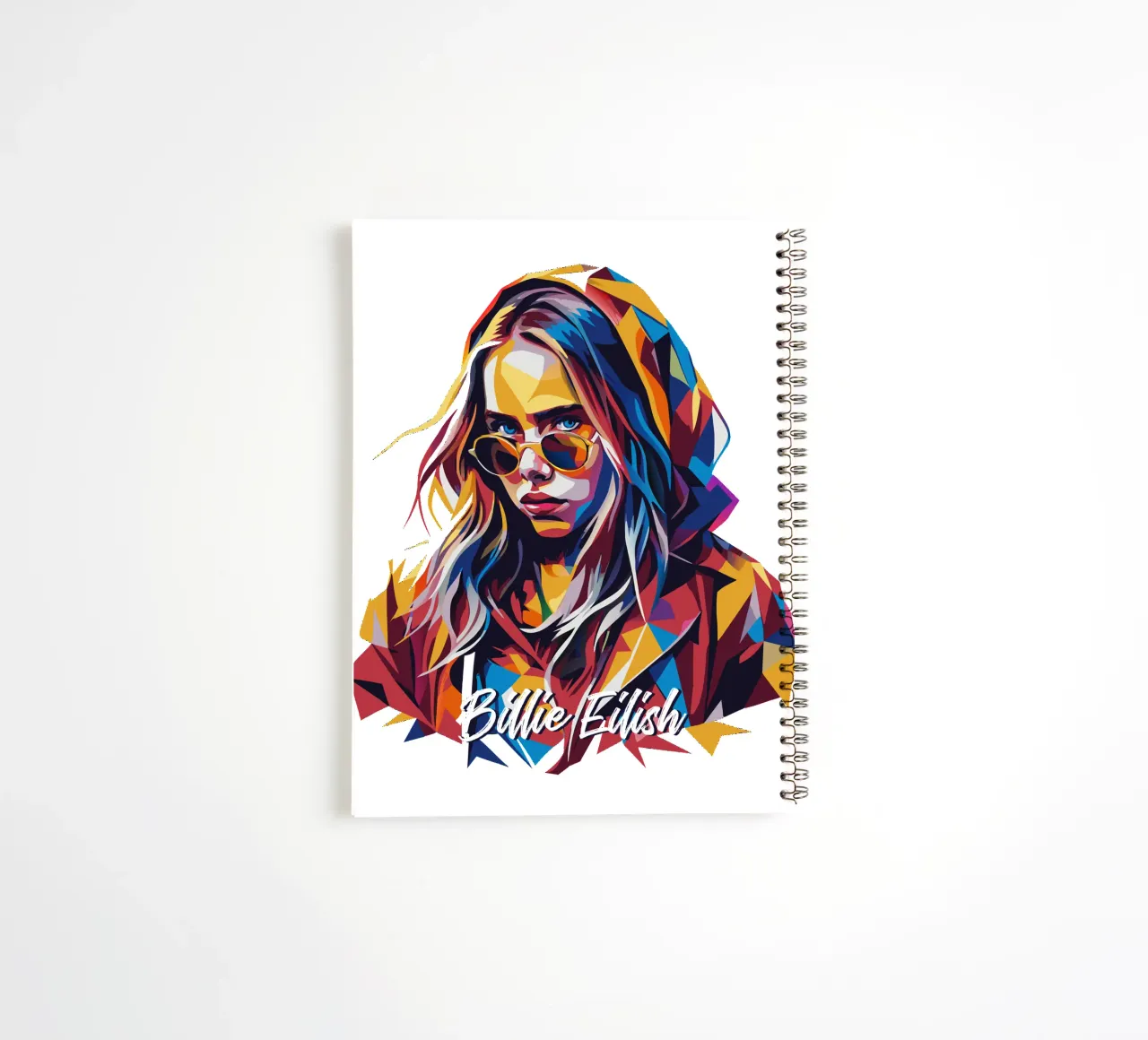 Billie Eilish Portrait in WPAP Pop Art spiral notebook by vectorartnesia