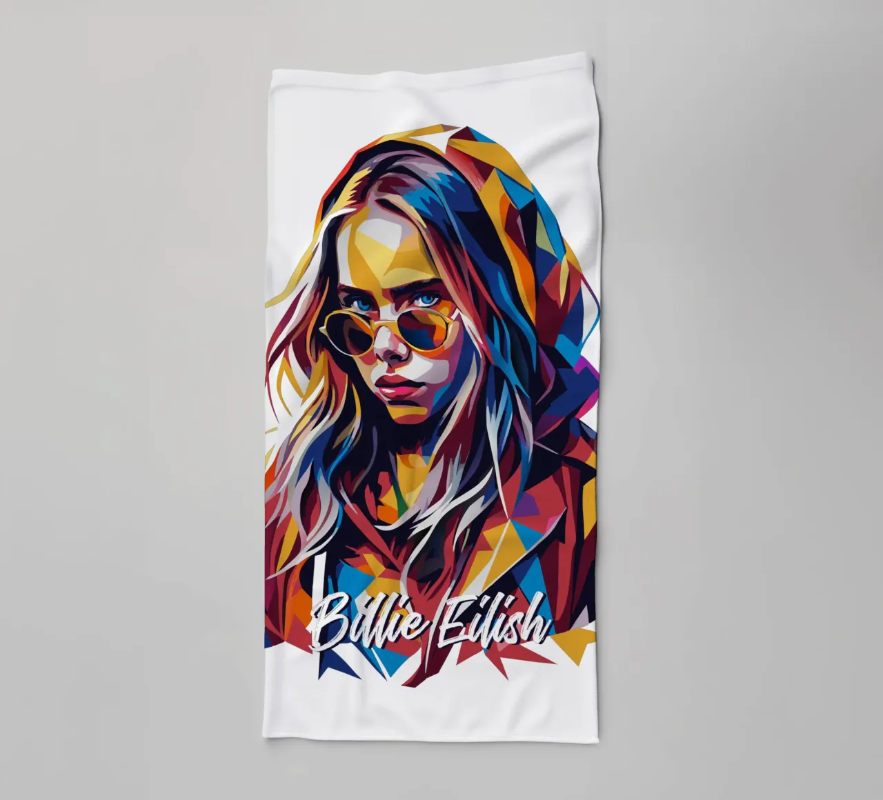 Billie Eilish Portrait in WPAP Pop Art asciugamano da bagno da vectorartnesia