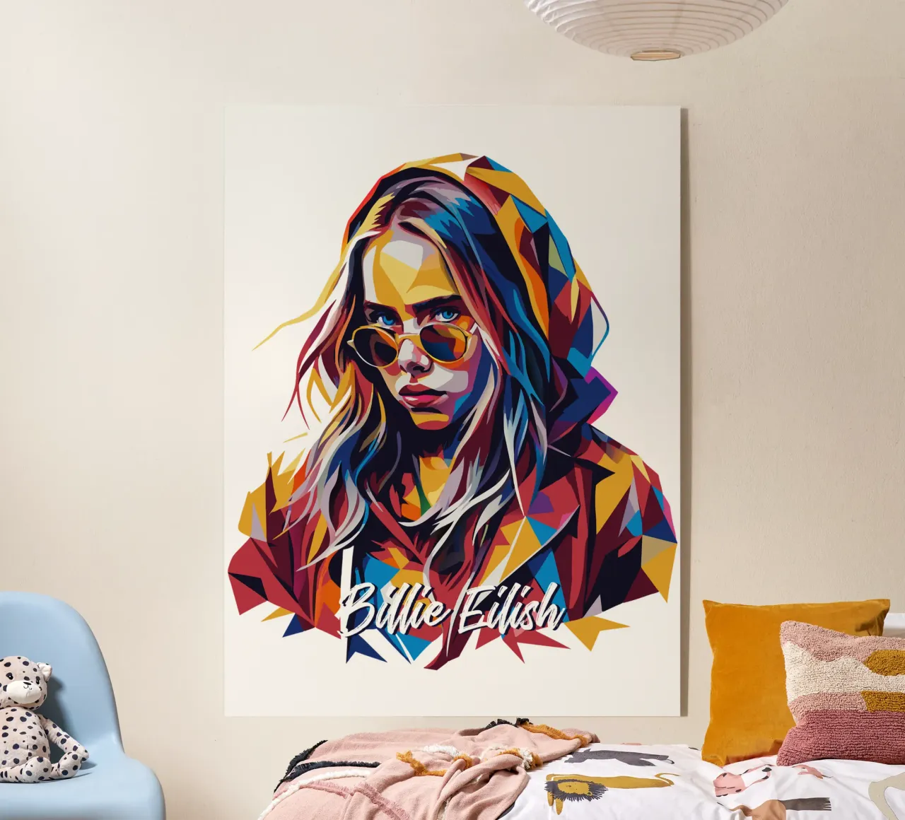 Billie Eilish Portrait in WPAP Pop Art plexiglass da vectorartnesia