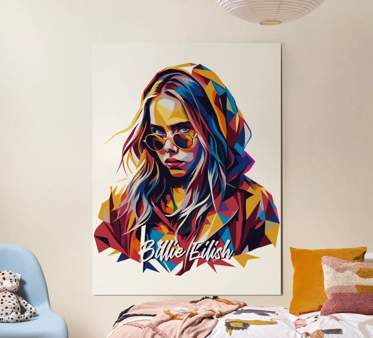 Billie Eilish Portrait in WPAP Pop Art carta hahnemühle da vectorartnesia