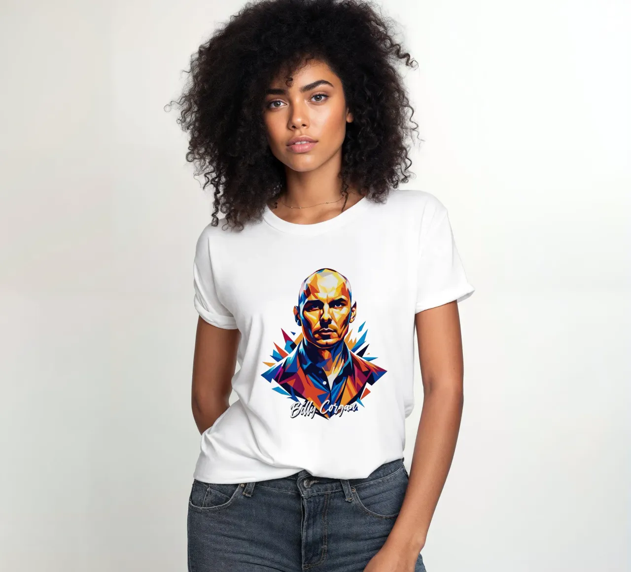 Billy Corgan Portrait in WPAP Pop Art t-shirt ajusté pour femmes de vectorartnesia