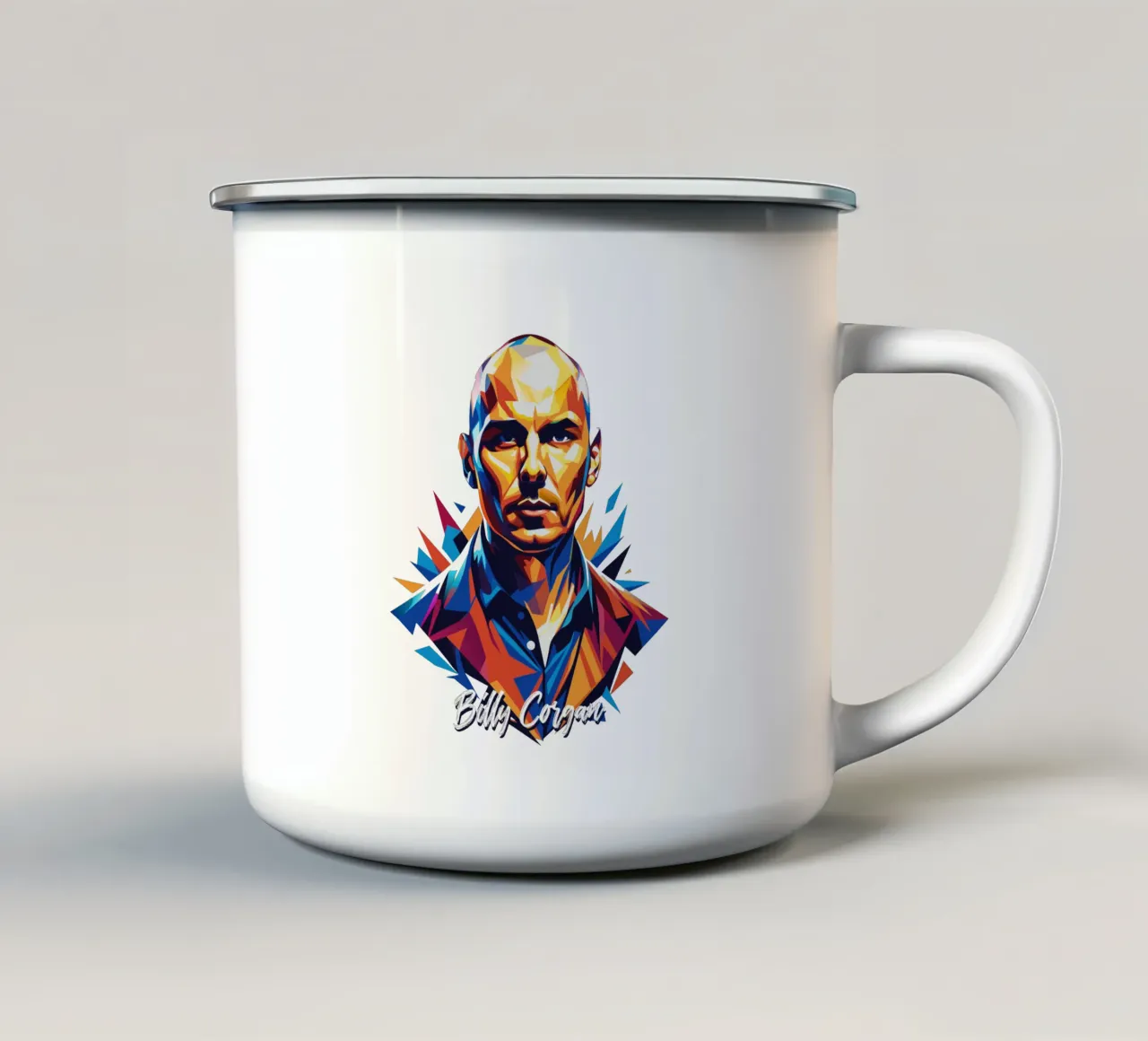 Billy Corgan Portrait in WPAP Pop Art tazza in smalto da vectorartnesia