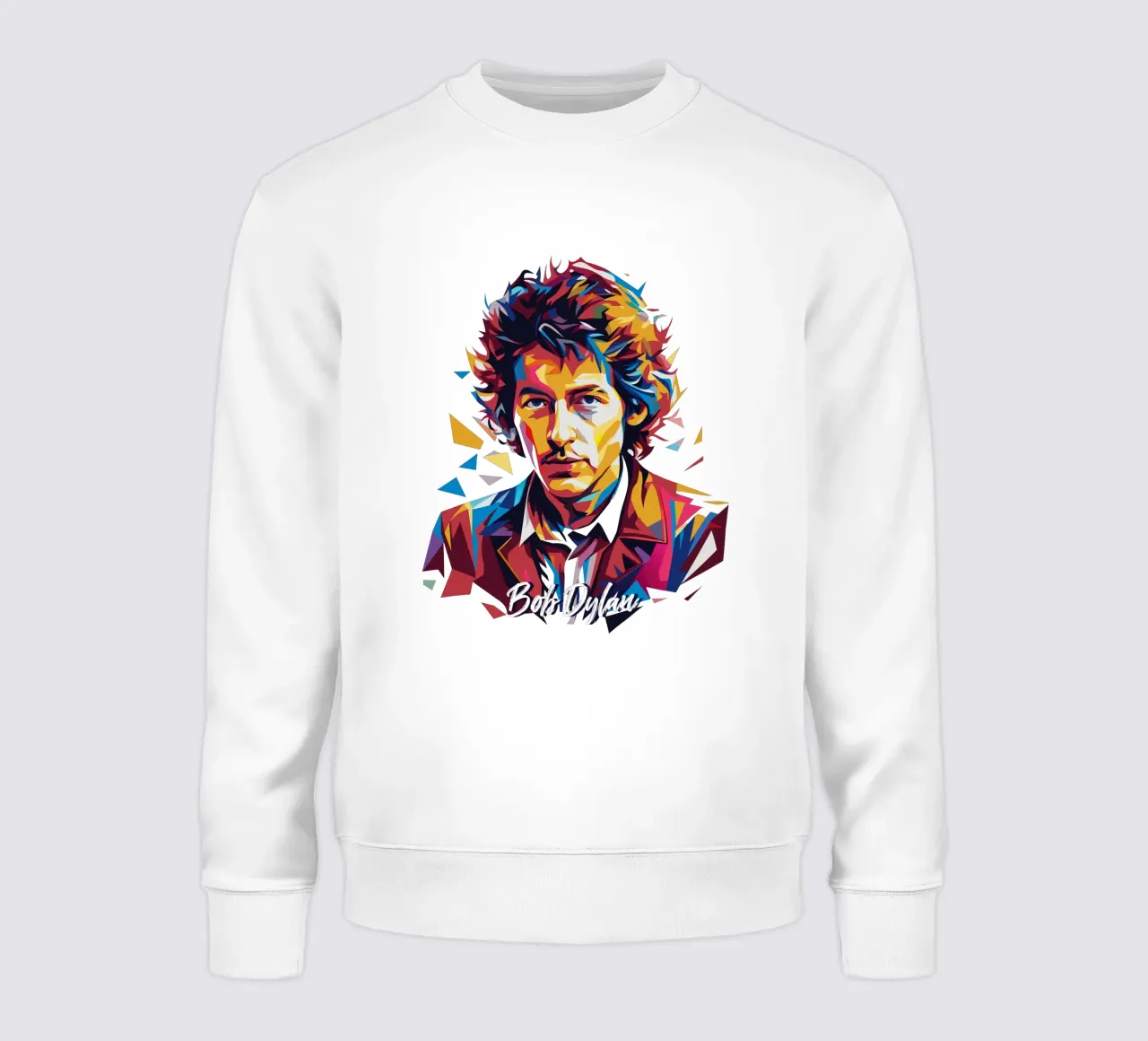 Bob Dylan Portrait in WPAP Pop Art Sweatshirt von vectorartnesia