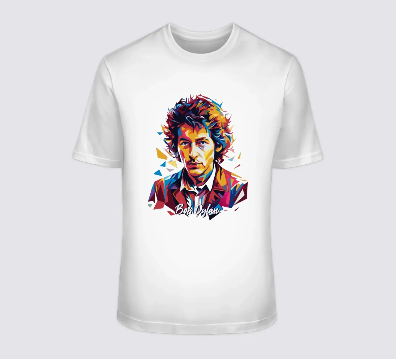Bob Dylan Portrait in WPAP Pop Art t-shirt da vectorartnesia