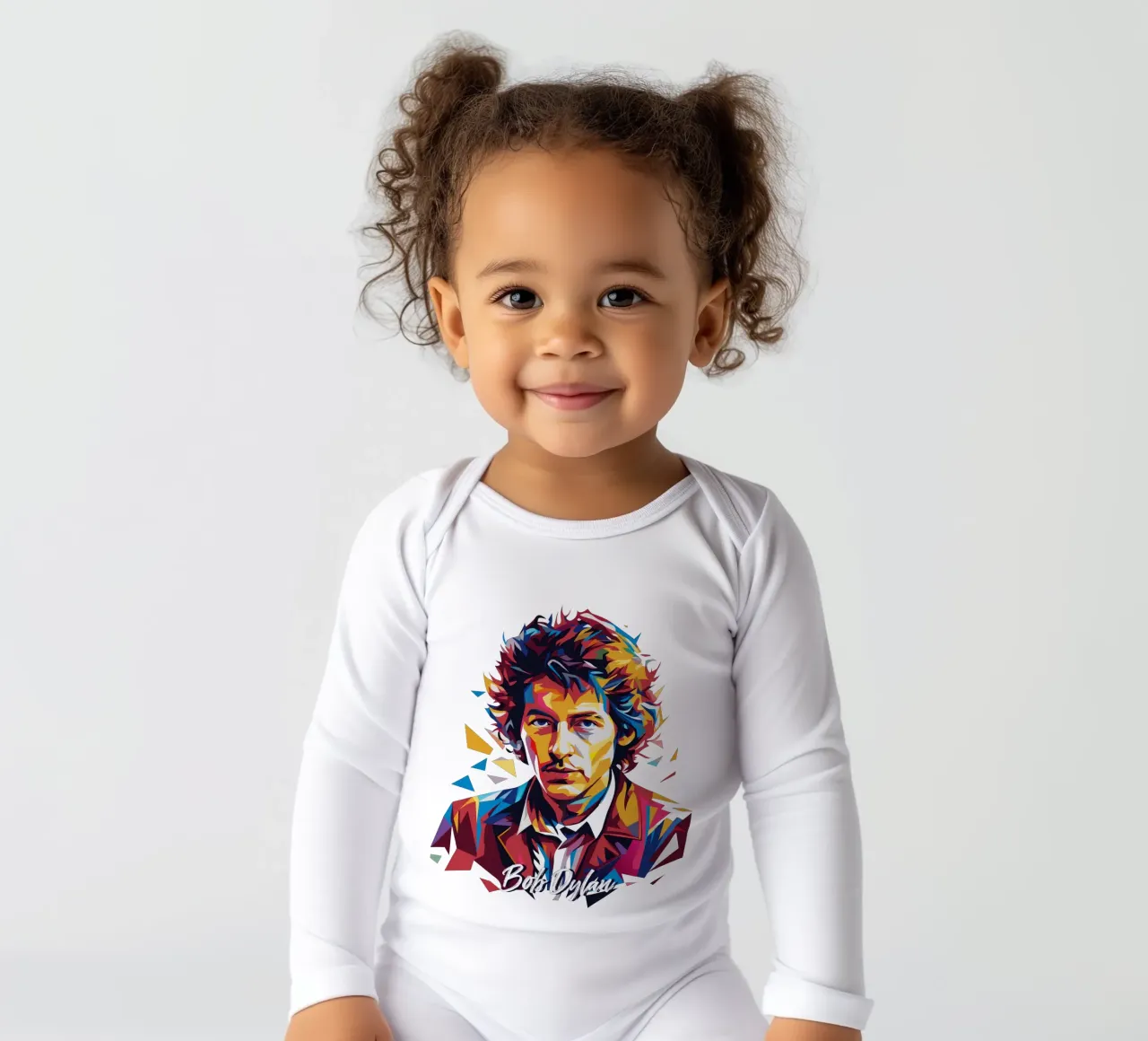 Bob Dylan Portrait in WPAP Pop Art body neonato maniche lunghe da vectorartnesia