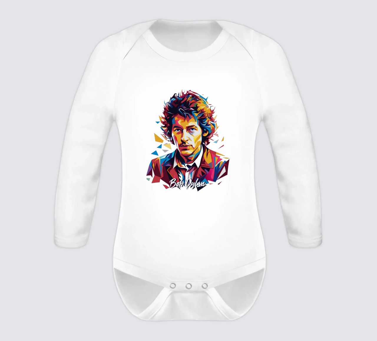 Bob Dylan Portrait in WPAP Pop Art babyrompertje lange mouwen van vectorartnesia